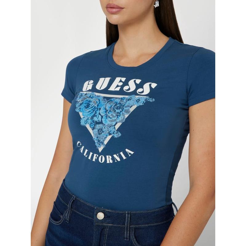 T-shirt logo flores Guess