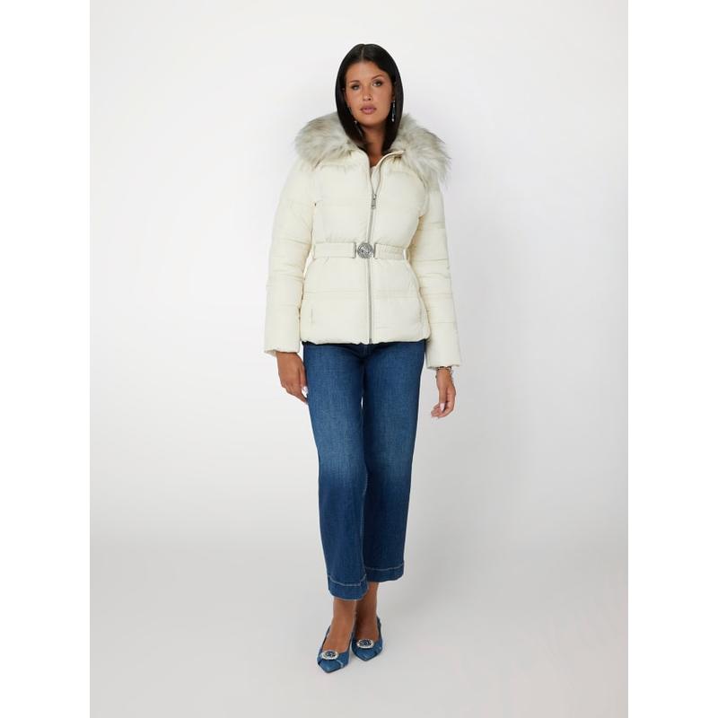 Casaco puffer com gola de pelo sintético Guess