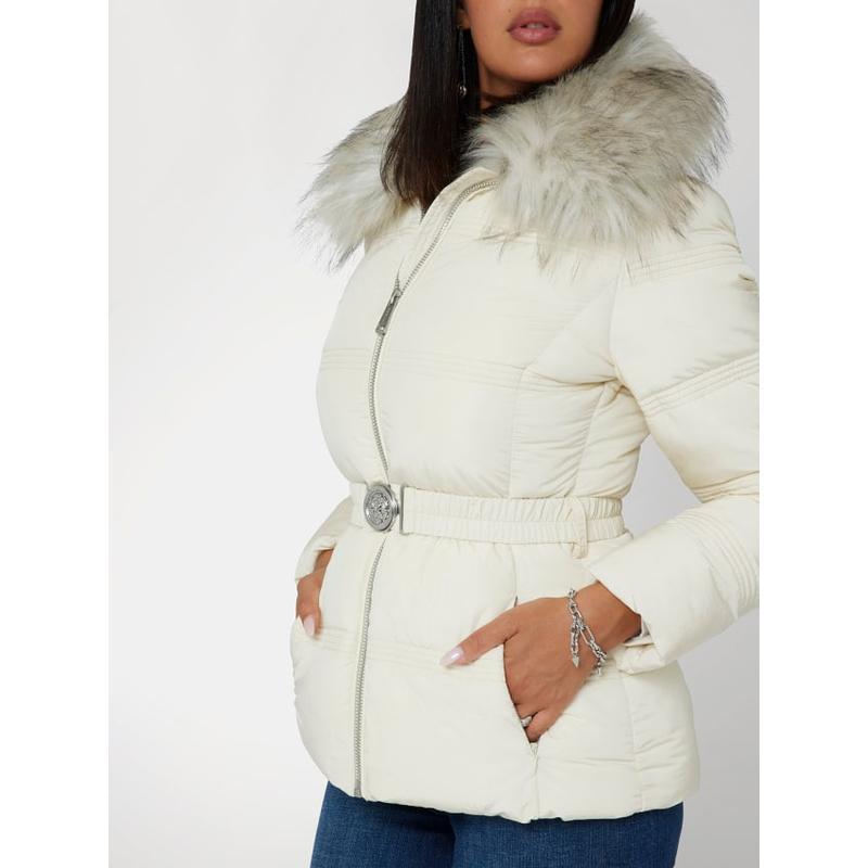 Casaco puffer com gola de pelo sintético Guess