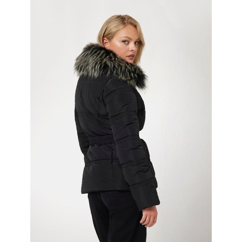 Casaco puffer com gola de pelo sintético Guess