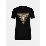 T-shirt elástica logo triângulo com strass Guess