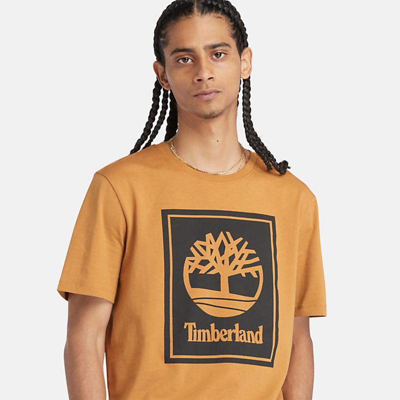 T-shirt Block Logo para Homem em amarelo-escuro Timberland