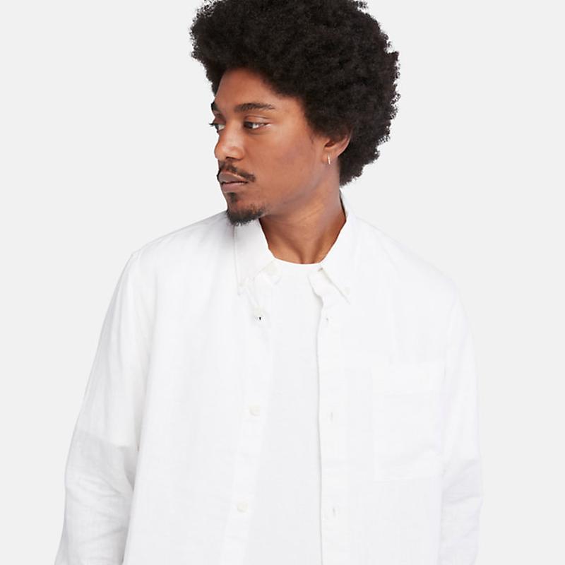 Camisa com Bolso em Linho para Homem em branco Timberland