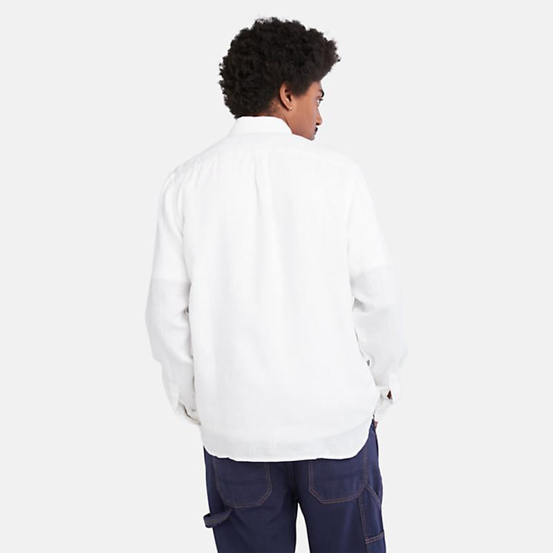 Camisa com Bolso em Linho para Homem em branco Timberland