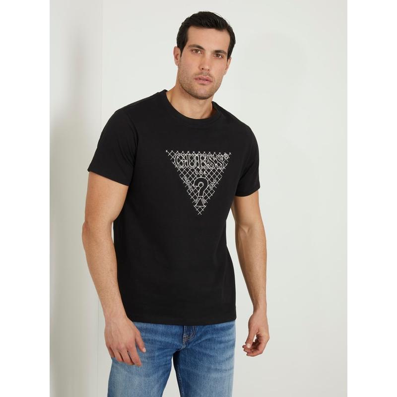 T-shirt com logótipo triângulo bordado Guess