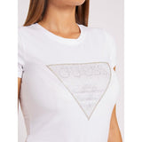 T-shirt logo triângulo com brilhos Guess