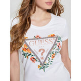T-shirt stretch com logótipo florido Guess